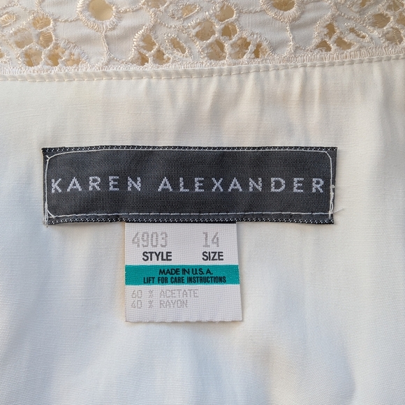 Karen Alexander Vintage Elegant Cream Lace Peplum Set Top+ Skirt - Picture 6 of 8